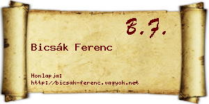 Bicsák Ferenc névjegykártya